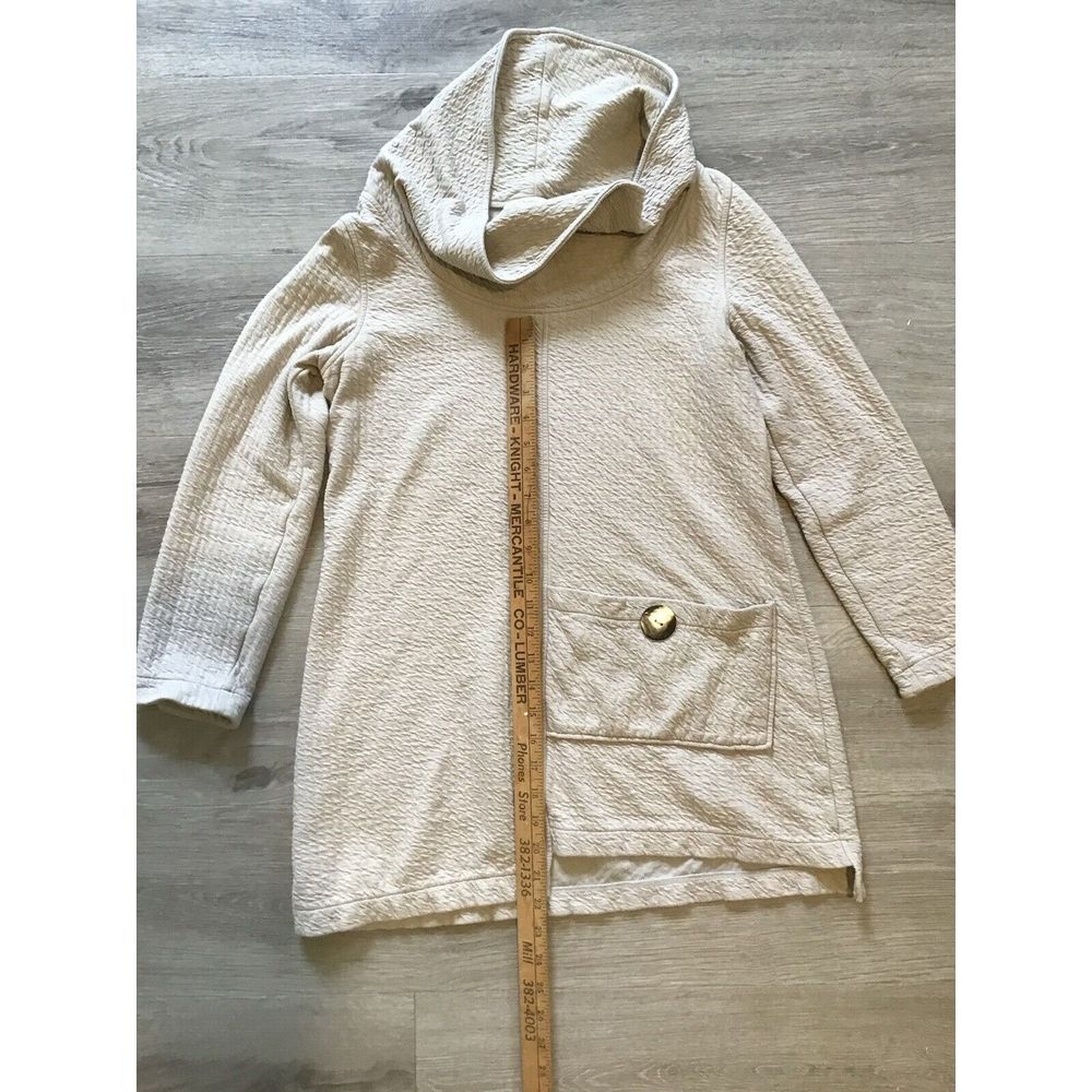 Soft Surroundings Tunic Textured Sweater with Designed Buttoned Pocket XS Beige